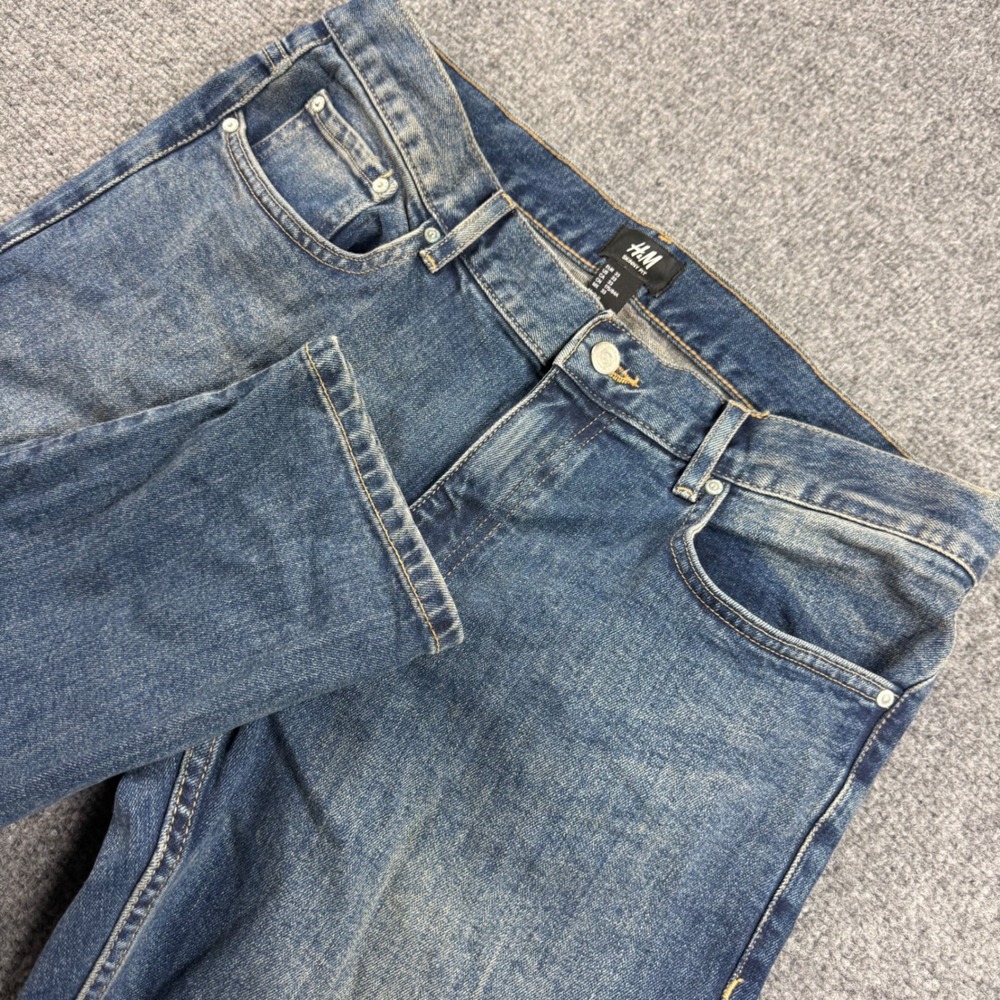 H&M Skinny Fit Jeans 33 Blue Stretch Denim Pants Mens